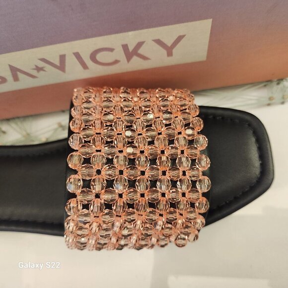 Lisa Vicky "Magical" Pink Beaded Slides. NIB. Size 9 - Picture 2 of 9
